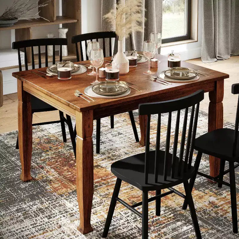 Wooden Dining Table with Sculpted Legs