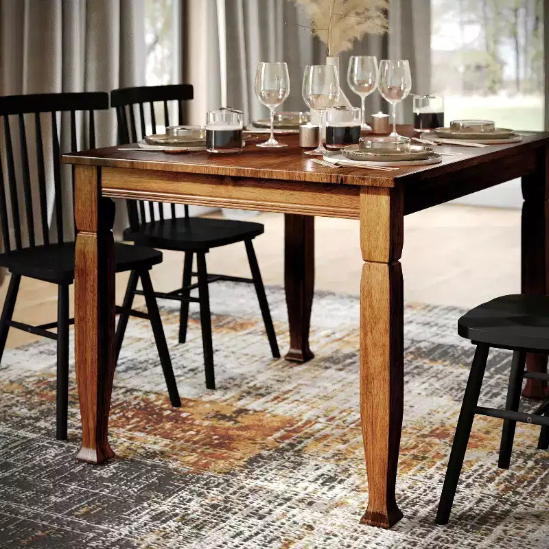 Wooden Dining Table with Sculpted Legs