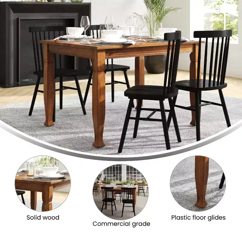Wooden Dining Table with Sculpted Legs