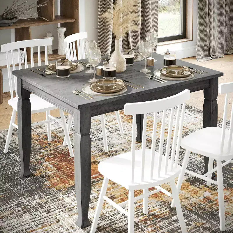 Wooden Dining Table with Sculpted Legs