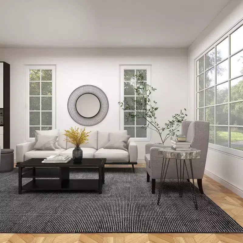 Modern Polystone and Metal Accent Table