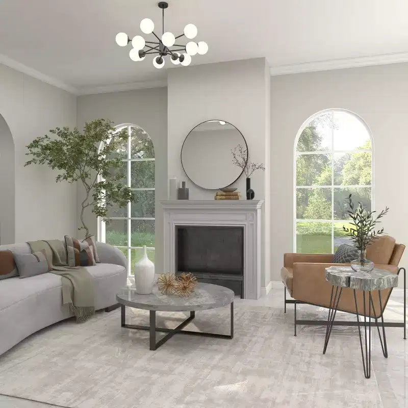 Modern Polystone and Metal Accent Table