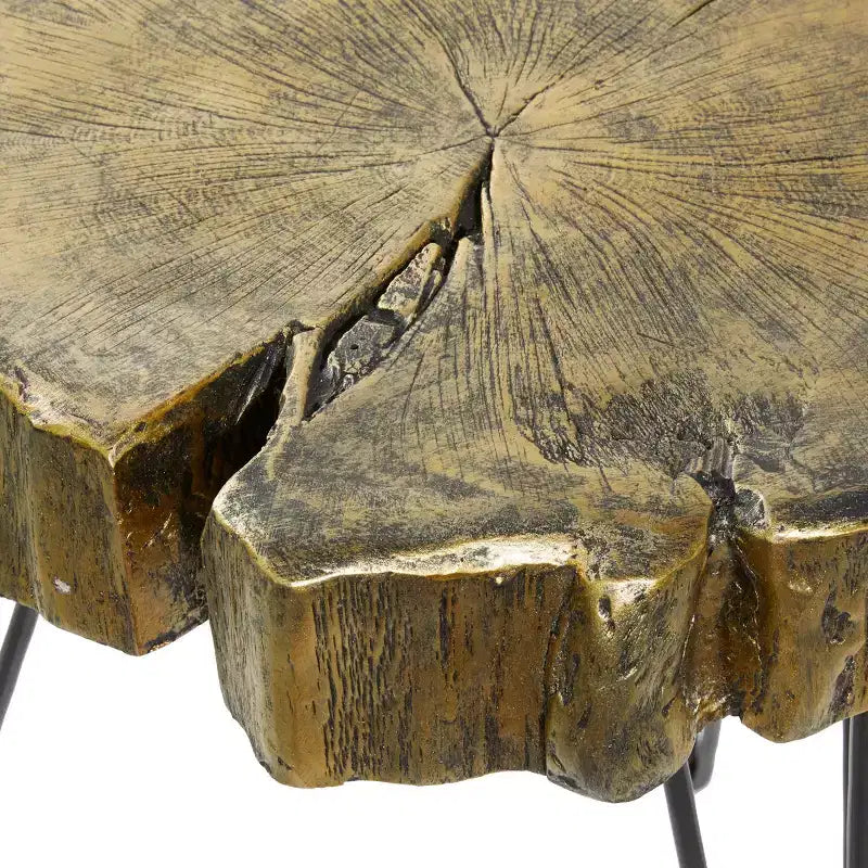 Modern Polystone and Metal Accent Table