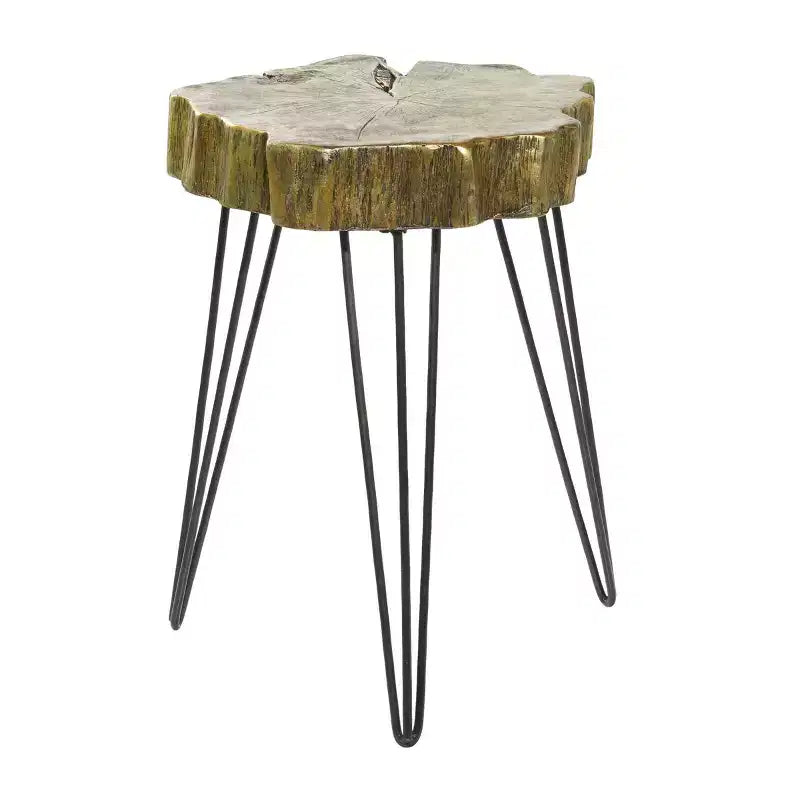 Modern Polystone and Metal Accent Table