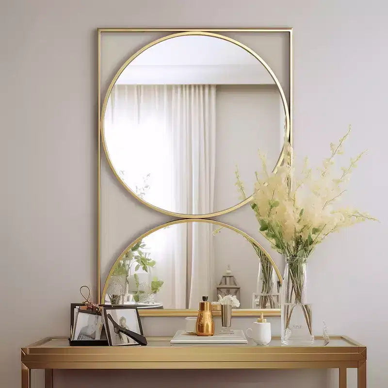 Gold Hourglass Frame Metal Modern Accent Wall Mirror