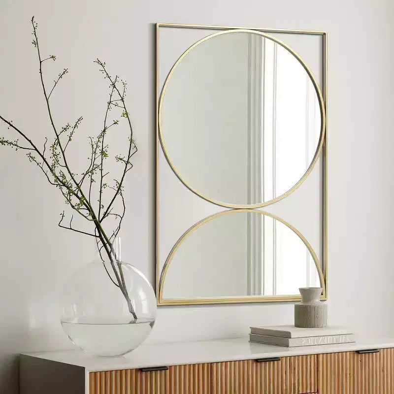 Gold Hourglass Frame Metal Modern Accent Wall Mirror