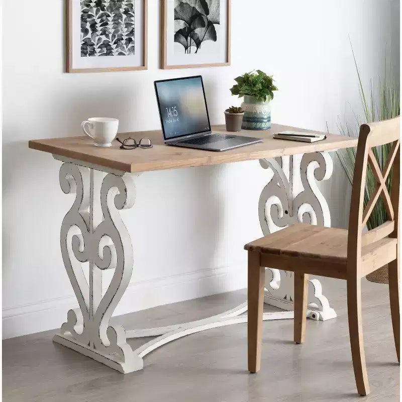 Wyldwood Rustic Carved Wood Desk
