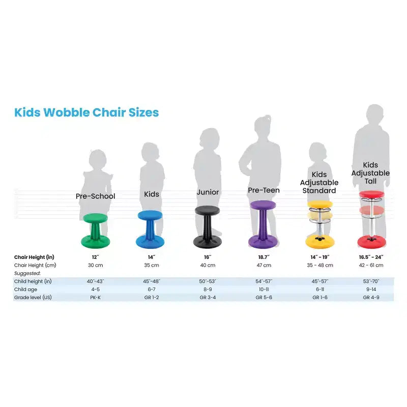 Kids Adjustable Tall Wobble Chair 16.5"-24", Yellow