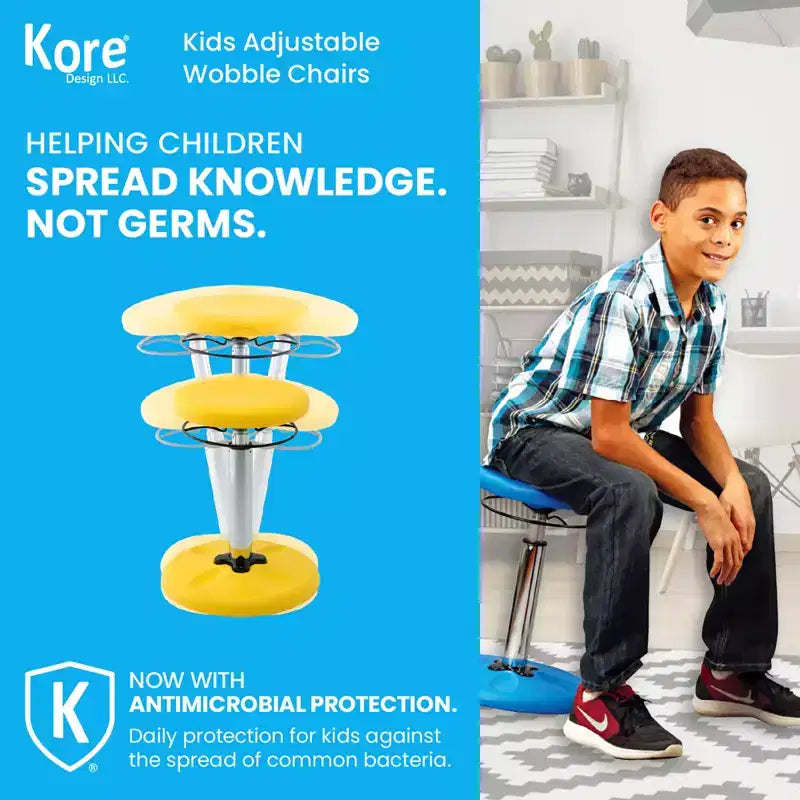 Kids Adjustable Tall Wobble Chair 16.5"-24", Yellow