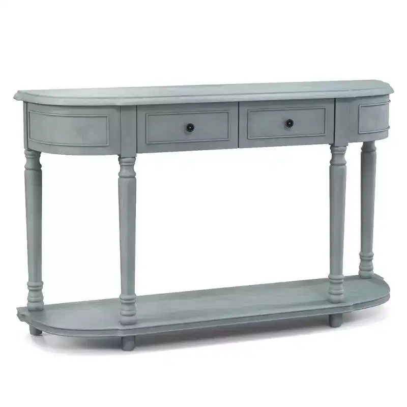 52" Long Sofa Table with 2 Drawers & Open Shelf Retro Console Table with Storage