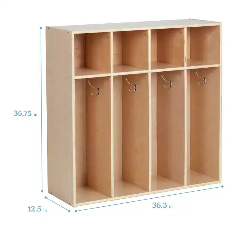 Streamline 4-Section Toddler Coat Locker with Cubby Storage, Kids Furniture