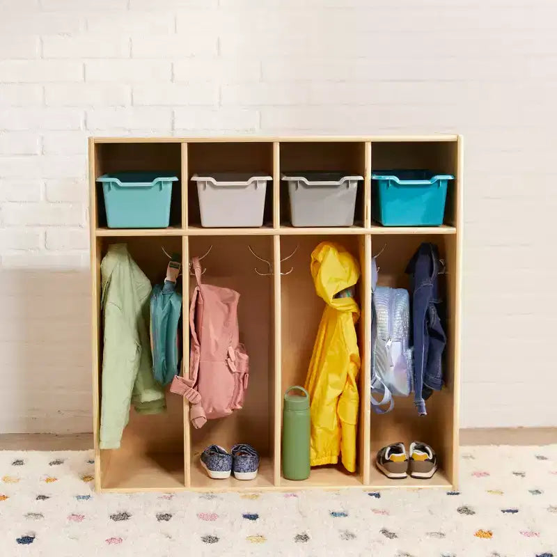 Streamline 4-Section Toddler Coat Locker with Cubby Storage, Kids Furniture