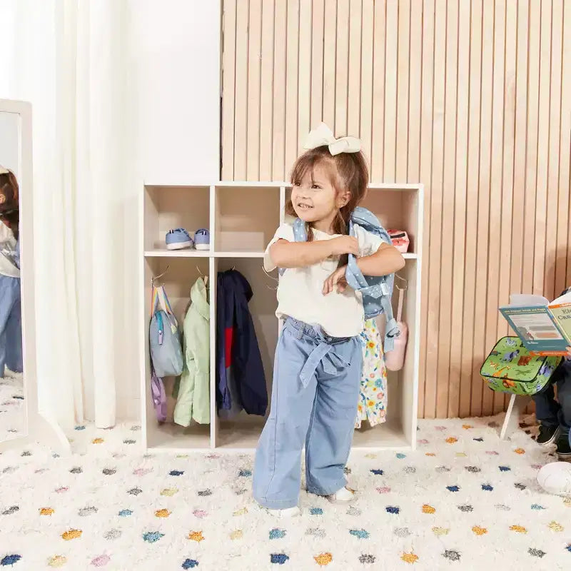 Streamline 4-Section Toddler Coat Locker with Cubby Storage, Kids Furniture