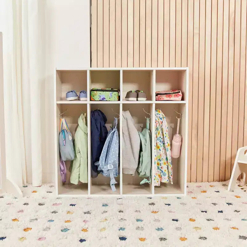 Streamline 4-Section Toddler Coat Locker with Cubby Storage, Kids Furniture