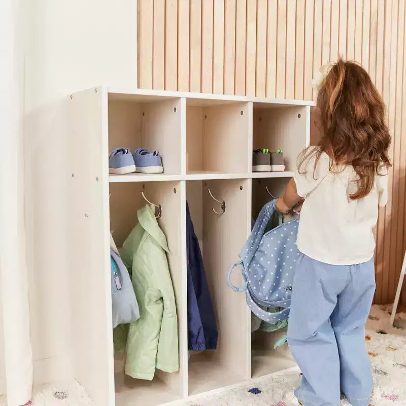 Streamline 4-Section Toddler Coat Locker with Cubby Storage, Kids Furniture