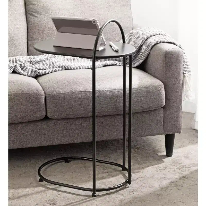 Kate and Laurel Caplan Capsule Wood C-Table, 20x13.75x32.75, Black