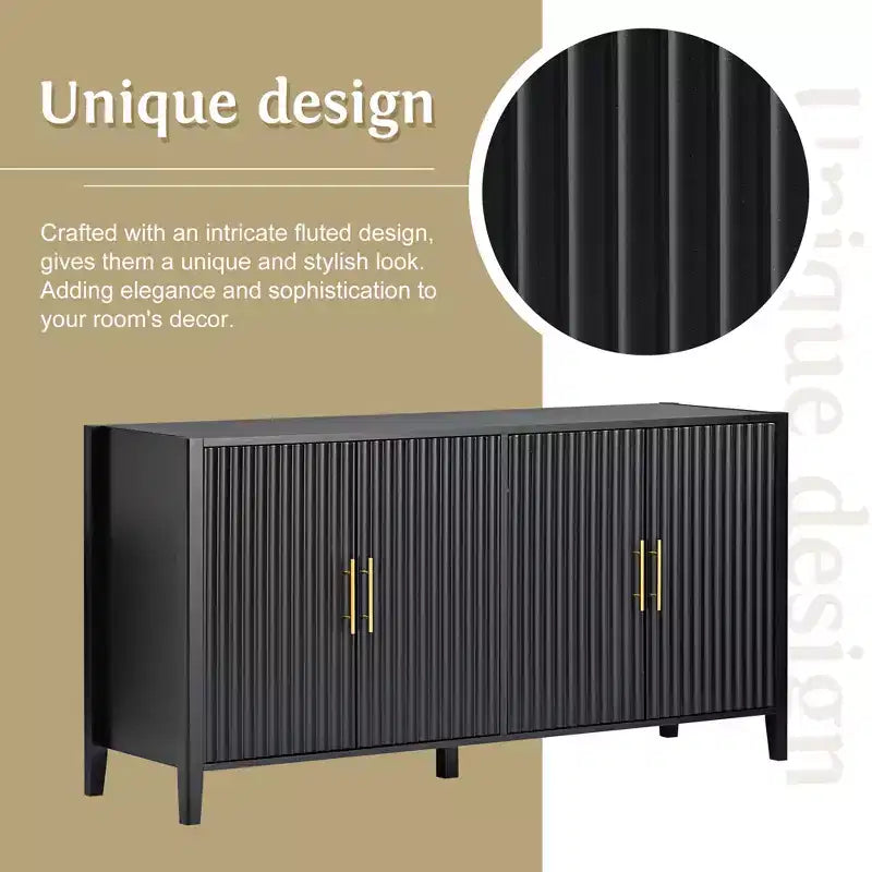 Characteristic Wooden Sideboard Storage Cabinet with Metal Handles for Hallway, Entrance, Living Room, Bedroom