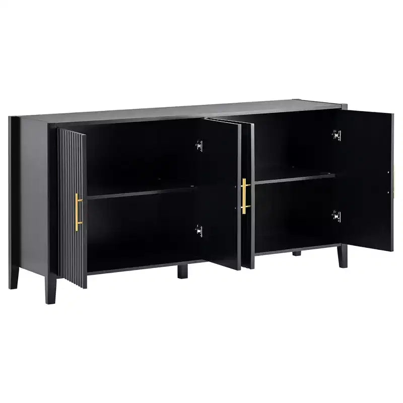 Characteristic Wooden Sideboard Storage Cabinet with Metal Handles for Hallway, Entrance, Living Room, Bedroom