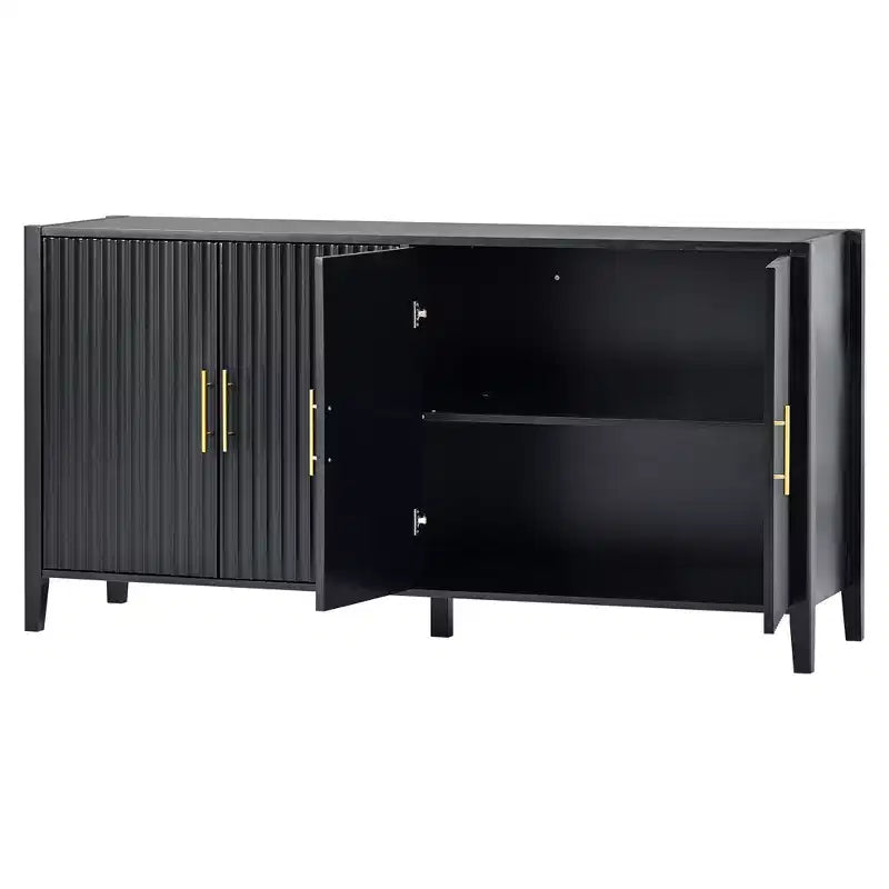 Characteristic Wooden Sideboard Storage Cabinet with Metal Handles for Hallway, Entrance, Living Room, Bedroom