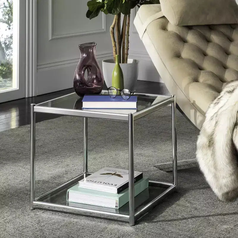 Lilias End Table - MMT6001 - Chrome - Safavieh