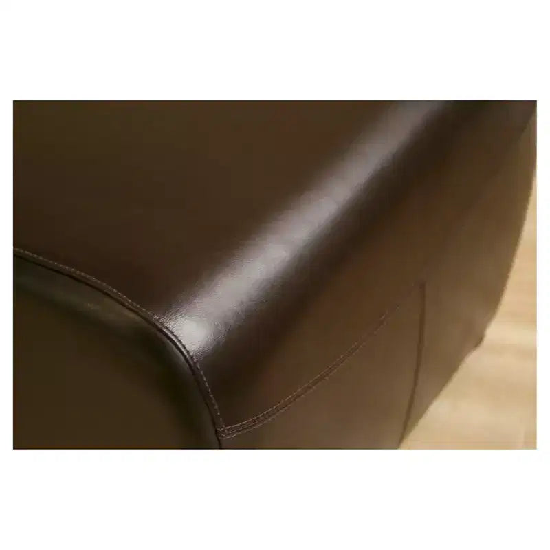 Full Leather Ottoman with Rounded Sides