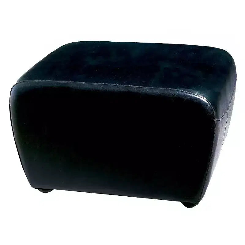 Full Leather Ottoman with Rounded Sides