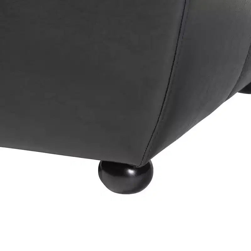 Full Leather Ottoman with Rounded Sides