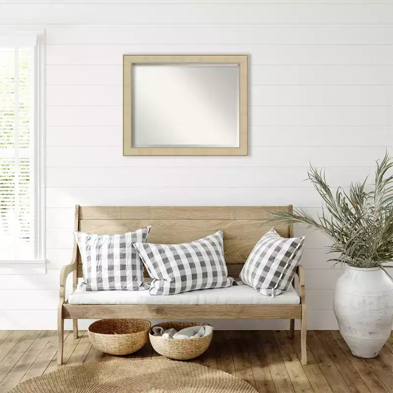 Classic Honey Silver Beveled Framed Wall Mirror
