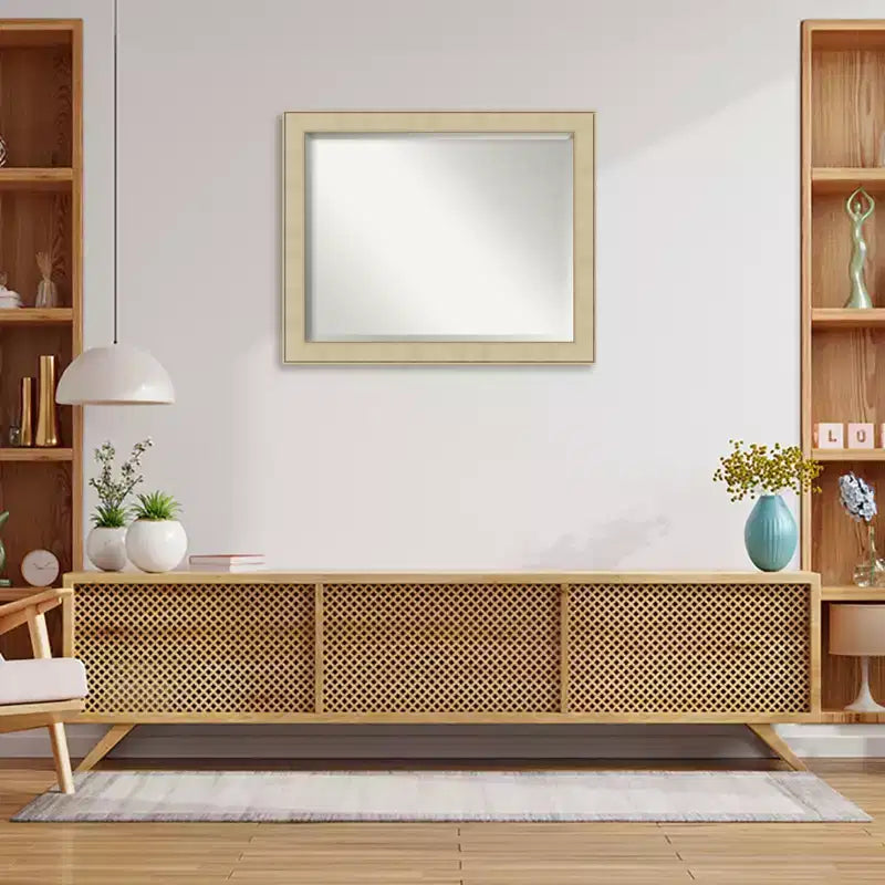 Classic Honey Silver Beveled Framed Wall Mirror