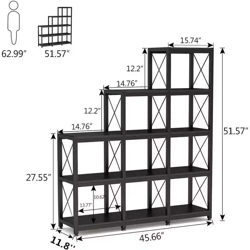 Lantine 12 Shelves Ladder Corner Bookshelf