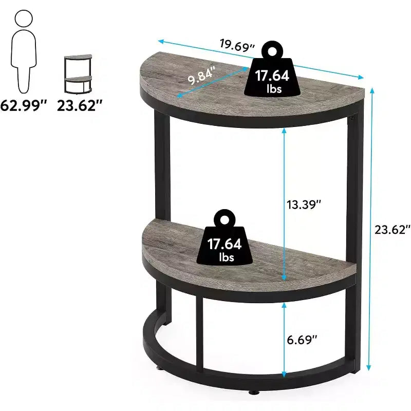 Lantine 2-Tier Semi Circle End Accent Table