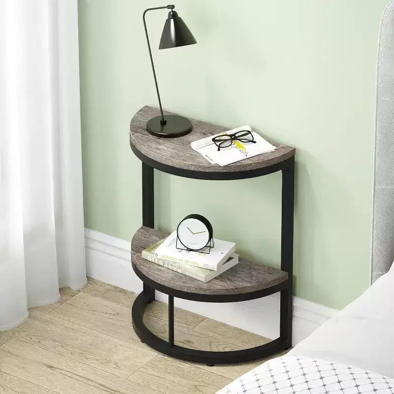 Lantine 2-Tier Semi Circle End Accent Table