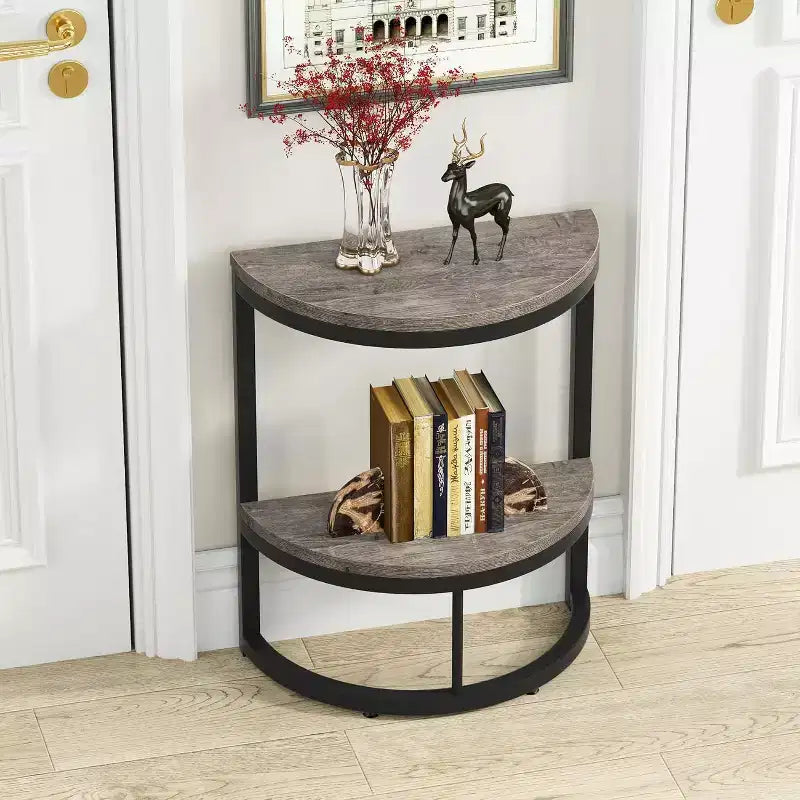 Lantine 2-Tier Semi Circle End Accent Table