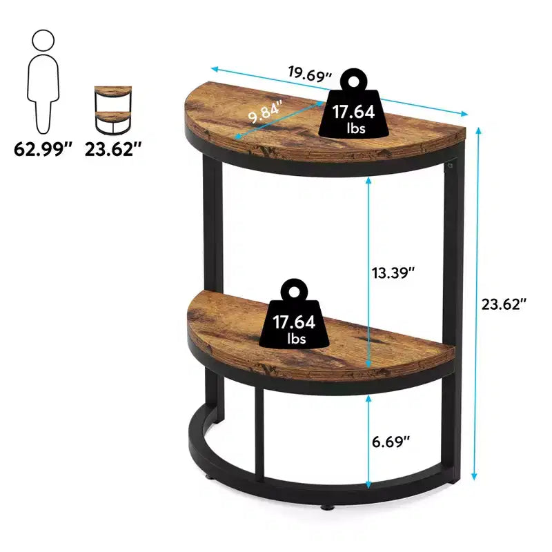 Lantine 2-Tier Semi Circle End Accent Table