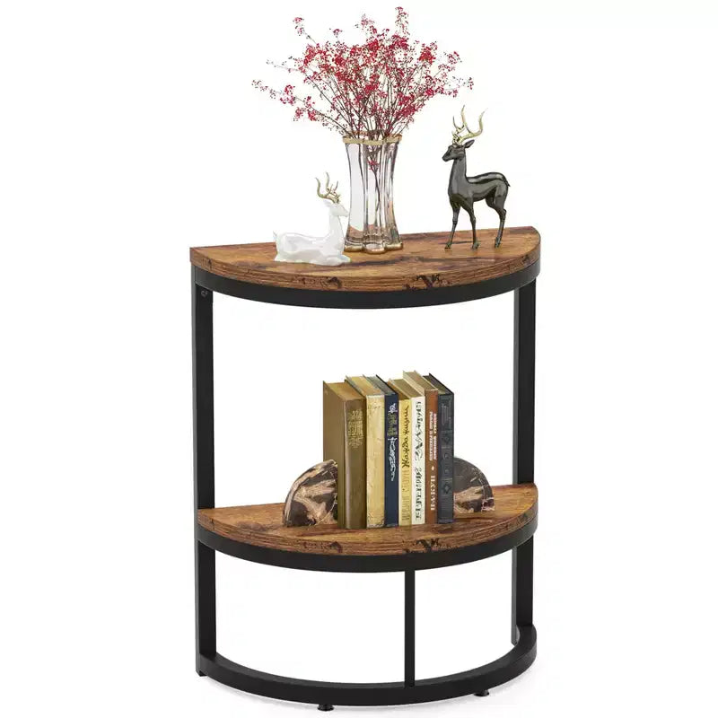 Lantine 2-Tier Semi Circle End Accent Table