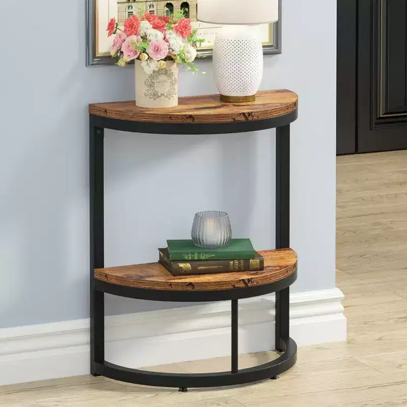 Lantine 2-Tier Semi Circle End Accent Table