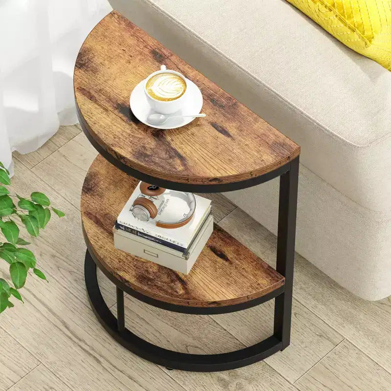 Lantine 2-Tier Semi Circle End Accent Table