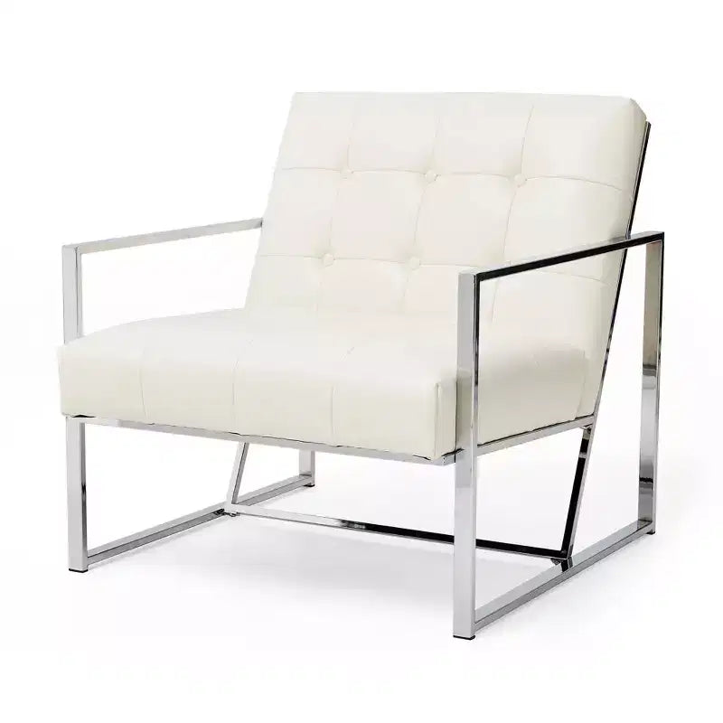 Mid-Century Modern Leatherette Button Tufted Arm Accent Chair