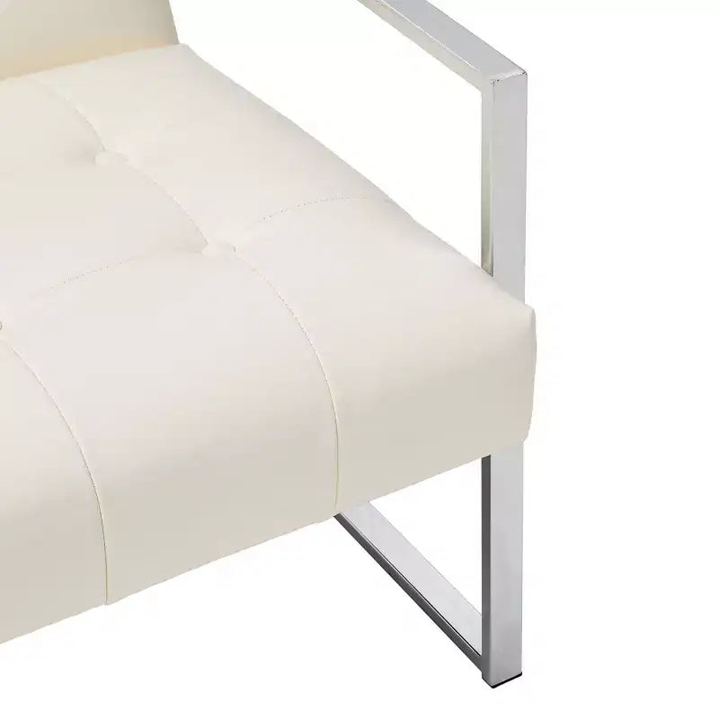 Mid-Century Modern Leatherette Button Tufted Arm Accent Chair