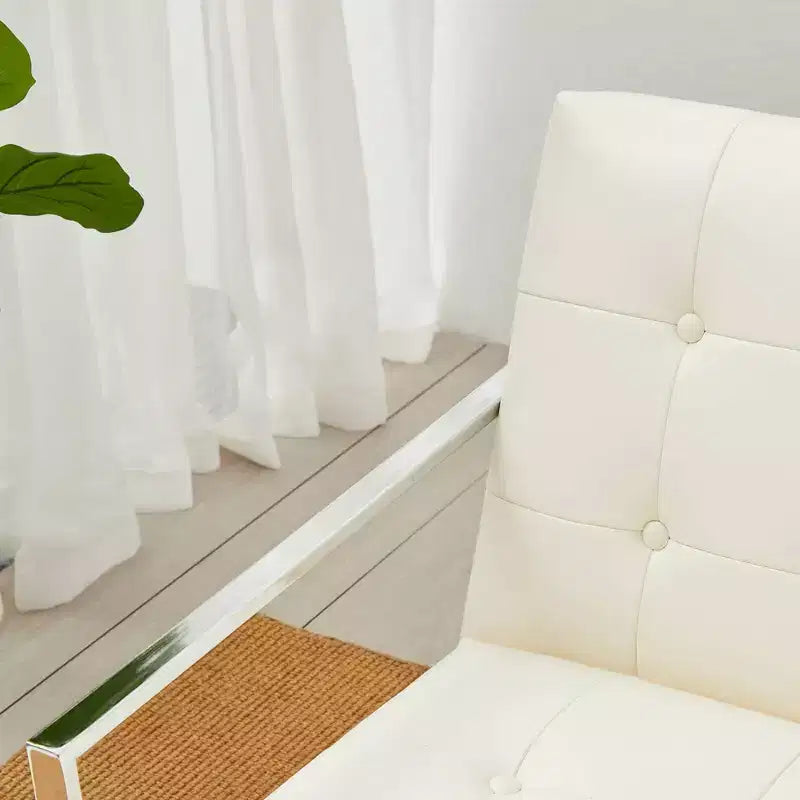 Mid-Century Modern Leatherette Button Tufted Arm Accent Chair