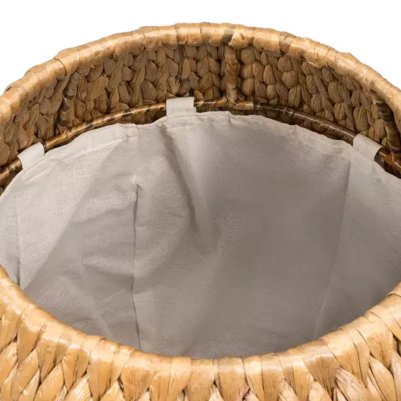Colt 17" Coastal Bohemian Handwoven Hyacinth Storage Stool with Lid, Natural
