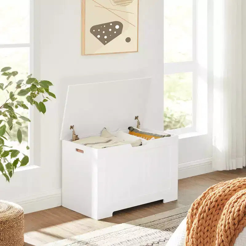 29.9 Inches Wide Farmhouse Style Storage Bench with 2 Safety Hinges, Entryway Shoe Bench for Home Organization