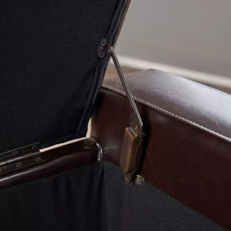 Guernsey Leather Storage Ottoman Bench