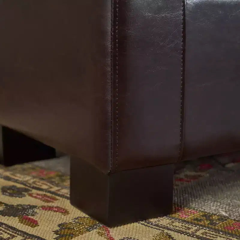 Guernsey Leather Storage Ottoman Bench