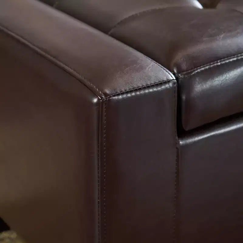 Guernsey Leather Storage Ottoman Bench