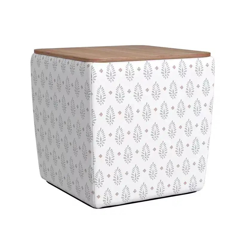 Storage Ottoman with Wood Top