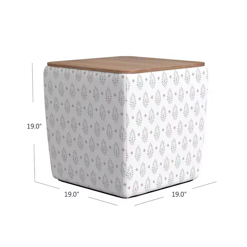 Storage Ottoman with Wood Top