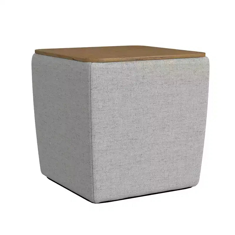 Storage Ottoman with Wood Top