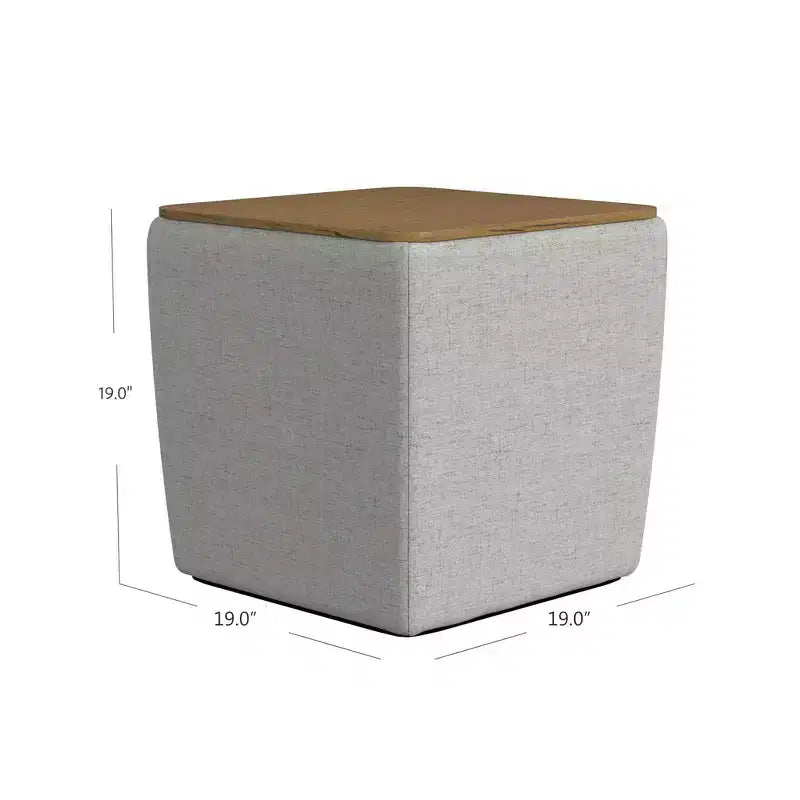 Storage Ottoman with Wood Top