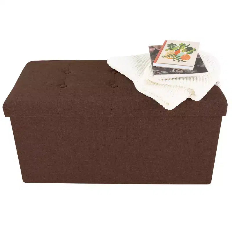 30-Inch Folding Storage Ottoman with Removable Bin